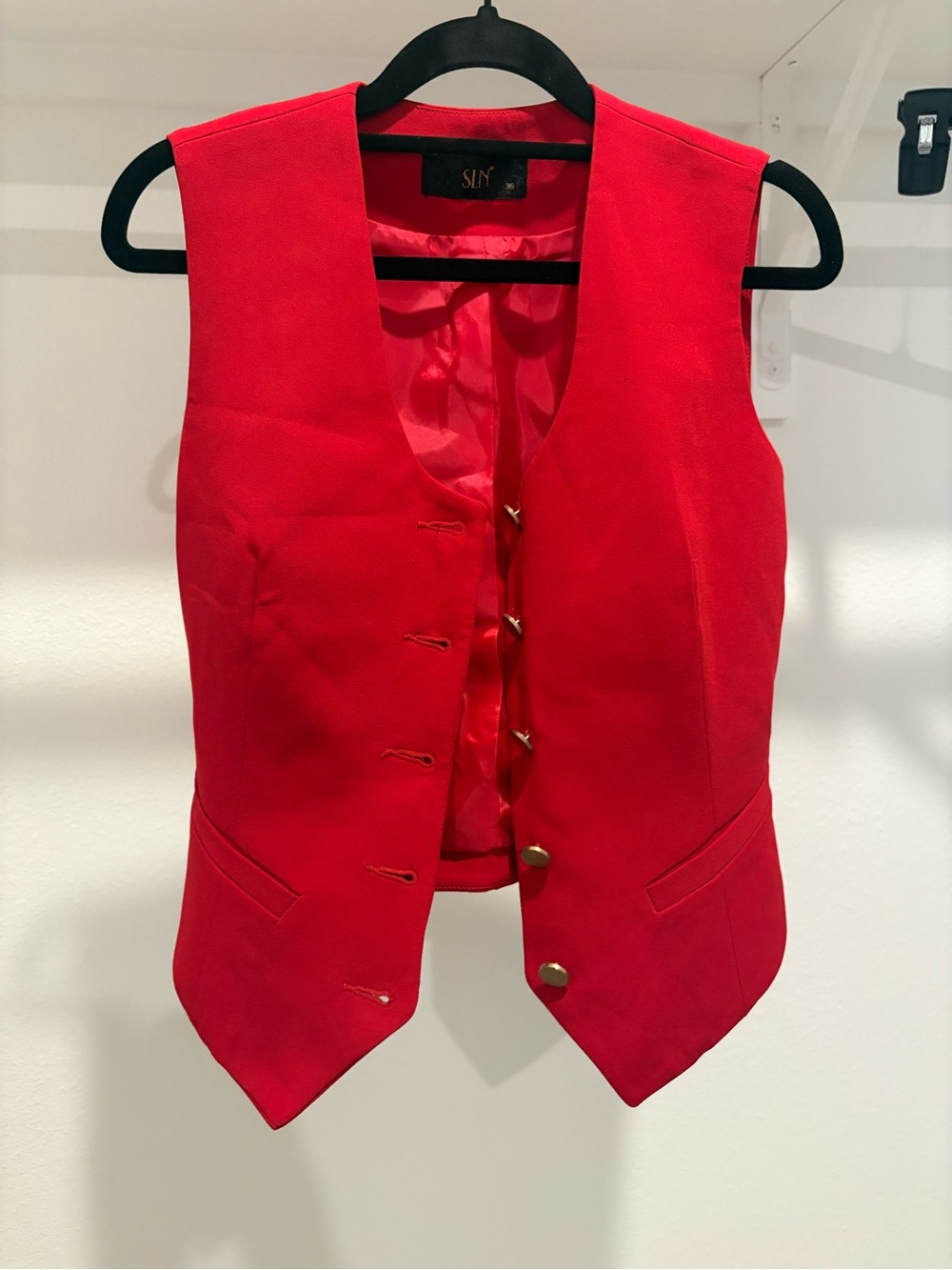 Red Sleeveless Button Vest
